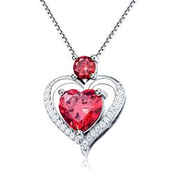 Aniu Halskette 925 Sterling Silber, Ketten für Damen Herz, Halsketten für Frauen Schmuck, mit Elegante Geschenkverpackung (rot) von Aniu