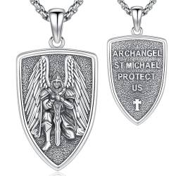 Erzengel Michael Anhänger Silber 925 Saint Michael Kette Herren Medaillen Erzengel St Michael Christliche Erzengel Halskette Religiöser Schmuck für Männer Herren von Aniu