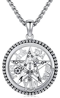 Herren Pentagramm Pentacle Anhänger Halskette 925 Sterling Silber Solomon Kette Wiccan Amulett Gothic Pentagramm Schmuck für Herren Damen von Aniu