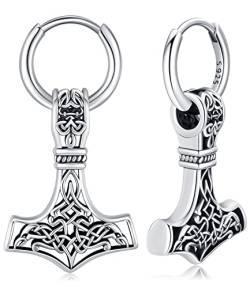 Herren Wikinger Ohrringe Thors Hammer Thorshammer Ohrstecker Sterling Silber 925 Viking Mjölnir Ohrhänger Wikinger Thors Hammer Schmuck für Männer Herren Jungen von Aniu