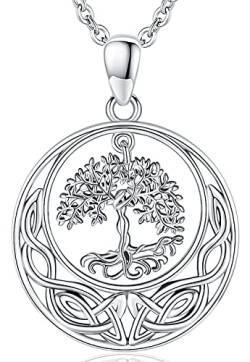 Lebensbaum Halskette Sterling Silber 925 Baum des Lebens Anhänger Kette Damen, Lebensbaum Schmuck Silber für Frauen Mädchen Mama Frau Freundin von Aniu