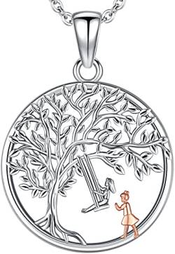 Lebensbaum Halskette Sterling Silber 925 Baum des Lebens Anhänger Kette Damen Lebensbaum Schmuck Silber für Frauen Mädchen Mama Frau Freundin von Aniu
