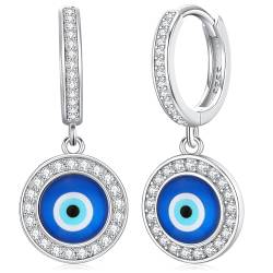 Ohrring Böses Auge Silber 925, Türkisches Auge Ohrringe Silber, Nazar Auge Ohrringe, Ohrring mit Nazar Blaues Auge, Böses Auge Schmuck für Damen Frauen von Aniu