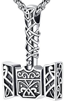 Thors Hammer Anhänger Herren Wikinger Thors Hammer Kette Sterling Silber 925 Halskette Mjölnir mit Keltischer Knot Viking Nordischer Wikinger Schmuck für Männer Herren von Aniu
