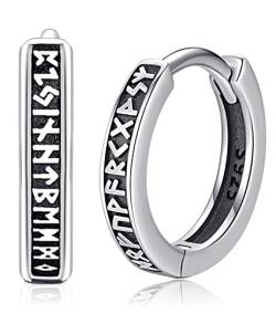 Unisex Wikinger Creolen Ohrringe Sterling Silber 925 Viking Rune Creolen Schwarz Klapp Creolen Wikinger Ohrschmuck Schmuck für Herren Männer Damen Frauen von Aniu