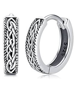 Unisex Wikinger Creolen Ohrringe Sterling Silber 925 Wikinger Keltischer Knoten Creolen Ohrringe Klapp Creolen Wikinger Ohrschmuck für Herren Damen Männer Frauen von Aniu