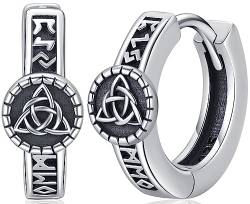 Wikinger Creolen Ohrringe Herren Wikinger Runen Creolen Silber 925 Norse Viking Ohrringe mit Keltischem Knoten Wikinger Ohrringe Ohrschmuck für Herren Männer Damen Frauen von Aniu