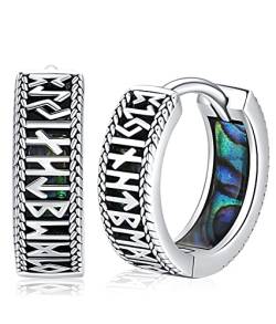 Wikinger Creolen Ohrringe Sterling Silber 925 Viking Rune Creolen Herren Klapp Creolen Wikinger Ohrschmuck Schmuck für Herren Männer Damen Frauen von Aniu