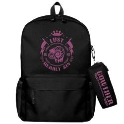 Anjinguang The Seven Deadly Sins Rucksack, Anime-Schultasche, 3D-Druck, große Umhängetasche, Studentenrucksack mit Federmäppchen, Computer-Reisetasche, Herren, Damen, Teenager, Gowthe, 43*35cm von Anjinguang