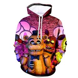 FNAF Hoodies, 3D Gedruckt Unisex FNAF Sweatshirts Erwachsene Kinder Crazy Games Pullover Herren Damen Sport Streetwear Outerwear Comic Print Kordelzug Jacke Outfit Gr. S, B von Anjinguang