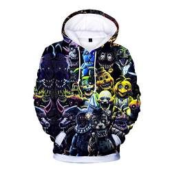 FNAF Kapuzenpullover für Kinder und Erwachsene, 3D-Druck, Five Nights at Fre-ddy's Hoodies Nightmare Fre-ddy Kostüm Pullover Sweatjacke für Jungen Mädchen 100-150 cm Gr. 120 cm, Typ3 von Anjinguang