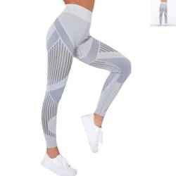 Yunafit Leggings, hohe Taille, Booty Scrunch Butt Yoga-Hose, Anti-Cellulite-Leggings (Light Gray, L) von Anjoize