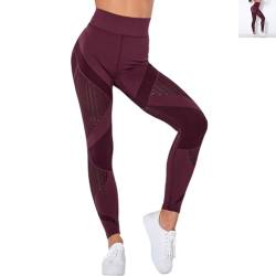 Yunafit Leggings, hohe Taille, Booty Scrunch Butt Yoga-Hose, Anti-Cellulite-Leggings (Wine Red, M) von Anjoize
