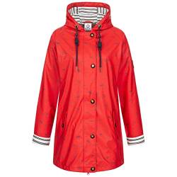 Ankerglut Damen Friesennerz Regenmantel Kapuze Gefüttert Wasserdicht Wetterfest Übergangsjacke #ankerglutbucht Regenjacke, red, 34 von Ankerglut