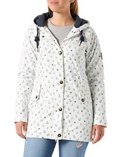 Ankerglut Damen Friesennerz Regenmantel Kapuze Gefüttert Wasserdicht Wetterfest Übergangsjacke #ankerglutwolke Regenjacke, White, 44 von Ankerglut