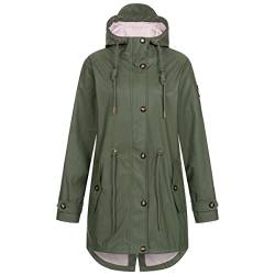 Ankerglut Damen Friesennerz Regenmantel Kapuze Wasserdicht Wetterfest Windbreaker Übergangsjacke #ankerglutliebe Regenjacke, Olive, 48 von Ankerglut