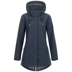 Ankerglut Damen Softshellmantel Kurzmantel mit Kapuze Gefüttert Übergangsjacke #ankerglutbrise Softshelljacke, Navy, 34 von Ankerglut