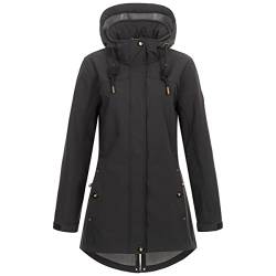 Seesternbrise Damen Softshellmantel Kurzmantel mit Kapuze Gefüttert Übergangsjacke #Seesternbrisebrise Softshelljacke, Black, 34 von Ankerglut