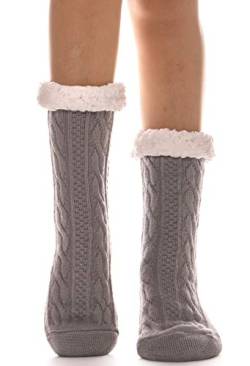 Anlisim Damen Kuschelsocken Warme Dicke Stoppersocken Rutschsichere Weihnachtssocken Damen Socken Geschenke für Frauen Hüttensocken Kuschelsocken Weihnachten Winter Christmas Socks(Grau) von Anlisim