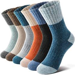 Anlisim Kinder Kinder Merino Wandersocken Jungen Mädchen Wolle Socken Warme Sportsocken Dicke Thermosocken Trekking Wintersocken Socken Kinder Weihnachtssocken Geschenke 6 Paare(Spleißen,12-15 Jahre) von Anlisim