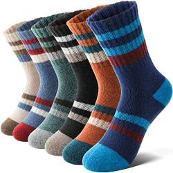 Anlisim Kinder Kinder Merino Wandersocken Jungen Mädchen Wolle Socken Warme Sportsocken Dicke Thermosocken Trekking Wintersocken Socken Kinder Weihnachtssocken Geschenke 6 Paare(Streifen,1-3 Jahre) von Anlisim