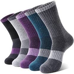 Anlisim Merino Wandersocken für Damen Warme Wollsocken Thermosocken Dick Wolle Wintersocken Atmungsaktiv Arbeitssocken Geschenke Sportsocken Outdoor Socken 5 Paare(Sortiert,M) von Anlisim