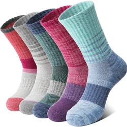 Anlisim Merino Wandersocken für Damen Warme Wollsocken Thermosocken Dick Wolle Wintersocken Atmungsaktiv Arbeitssocken Geschenke Sportsocken Outdoor Socken 5 Paare(Sortiert Streifen,L) von Anlisim