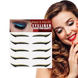 Aufkleber Eyeliner Glitzer | Sofortige selbstklebende Eyeliner-Schablone Sparkle 5 Paar,Make-up-Eyeliner-Aufkleber, Aufkleber-Eyeliner für Party-Augen-Make-up-Werkzeug, Eyeliner-Werkzeug Anloximt von Anloximt