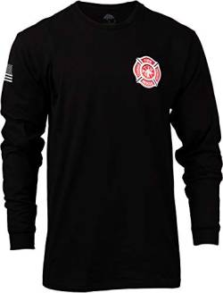 Fire & Rescue Malteserkreuz | Feuerwehrmann Fire Courage Honor Herren Damen Langarm T-Shirt - Schwarz - X-Groß von Ann Arbor T-shirt Co.
