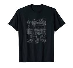 M-72 Motorrad Motordiagramm | Mechaniker Schematic Shirt T-Shirt von Ann Arbor T-shirt Co.