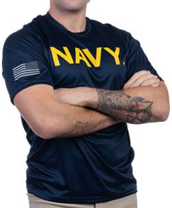 Marineblaues Wicking PT Style Shirt | U.S. Military Marine Sailor Performance Training Infantry Workout T-Shirt, navy, Mittel von Ann Arbor T-shirt Co.