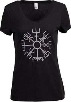 Vegvisir | Nordic Viking Runen Kompass nordisch germanisch isländisch heidnisch magisches Symbol Frauen Top T-Shirt - Schwarz - Mittel von Ann Arbor T-shirt Co.