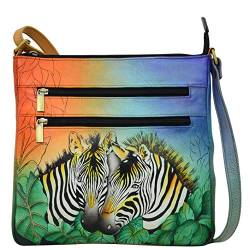 Anna by Anuschka Medium Triple Pocket Cross Body, Zebra Safari von Anna by Anuschka