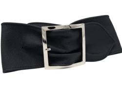 AnnaMatoni Damen Hüftgürtel in Premium Nappa Leder Feinporig mit Metall Dorn Schließe in Silber 8cm breit sehr weiches echt Leder Damen Ledergürtel (Marine 490, TW85-100cm Gesamtlänge) von AnnaMatoni