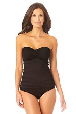 Anne Cole Damen Bandeau gedrehter Vorderseite Tankini-Oberteil, Schwarz I, XS von Anne Cole