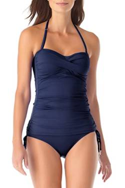 Anne Cole Damen Solides Bandeau-Tankini-Badeoberteil mit gedrehter Vorderseite Tankinioberteil, Navy, X-Small von Anne Cole