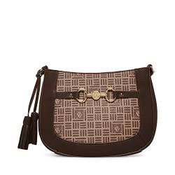 Anne Klein Damen Crossbody Hobo, Umhängetasche, Creme-braun mit Espresso von Anne Klein