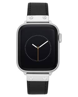 Anne Klein Leder-Ersatzband für Apple Watch sicher, verstellbar, Apple Watch Band Ersatz, passend für die meisten Armbänder (42/44/45 mm, schwarz), schwarz, Schwarz von Anne Klein