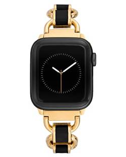 Anne Klein Modisches Kettenarmband für Apple Watch, sicher, verstellbar, für Apple Watch, Ersatzarmband für die meisten Handgelenke, Schwarz/Goldfarben, 42/44/45/Ultra(49mm), Kette von Anne Klein