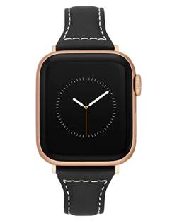 Anne Klein Modisches Lederarmband für Apple Watch, sicher, verstellbar, Ersatz für Apple Watch, passend für die meisten Handgelenke, Schwarz/Roségold-Ton, 42/44/45/Ultra(49mm), Modern von Anne Klein