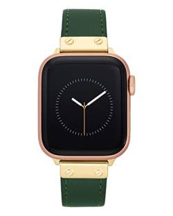 Anne Klein Modisches Lederarmband für Apple Watch, sicher, verstellbar, Ersatz für Apple Watch, passend für die meisten Handgelenke, grün/gold, 38/40/41mm, Modern von Anne Klein