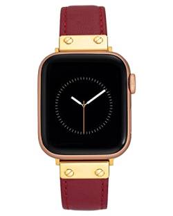 Anne Klein Modisches Lederarmband für Apple Watch, sicher, verstellbar, Ersatz für Apple Watch, passend für die meisten Handgelenke, rot/goldfarben, 38/40/41mm, WK/1008GPRD384041 von Anne Klein