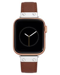 Anne Klein Modisches Lederarmband für Apple Watch, sicher, verstellbar, Ersatzarmband für Apple Watch, passend für die meisten Handgelenke, braun/silber, 38/40/41mm, WK/1008SVHY384041 von Anne Klein