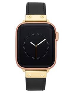 Anne Klein Modisches Lederarmband für Apple Watch, sicher, verstellbar, Ersatzarmband für Apple Watch, passend für die meisten Handgelenke, schwarz/gold, 38/40/41mm, WK/1008GPBK384041 von Anne Klein