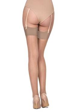 Annes styling Damen Strapsstrümpfe Sexy Rücken Naht Oberschenkel Hohe Strapsstrumpfhose 20 den Transparent Plus Size Xena, Visone XS/S von Annes styling