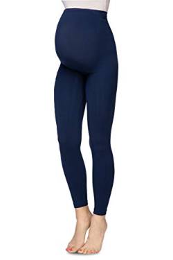 Annes styling Damen Umstandsleggings mit Überbauchunterstützung volle Länge 90 DEN, blau, L-XL von Annes styling