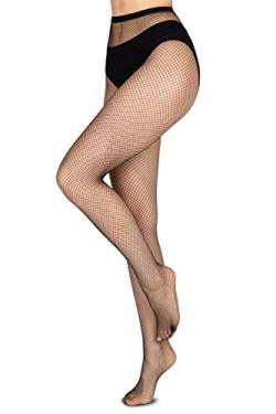 Annes styling Netzstrumpfhose Netzstrümpfe Diamant-Strumpfhose für Frauen Kreuzgeflecht Zaun Gr. TG-3/4, Shakira Nero von Annes styling