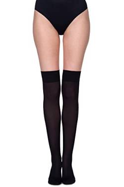 Annes styling Overknee Damen Socken kniehoch klassisch 60 DEN halterlose Strümpfe lange Vernica, Nero von Annes styling