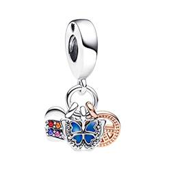 Annmors 925 Sterling Silber Bead Charms für Europäische Armbänder und Halskette Blue Butterfly Perlen mit 5A Zirkonia, Weihnachten, Valentinstag, Muttertag, Geschenkanhänger für Frauen und Mädchen von Annmors