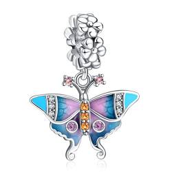 Annmors 925 Sterling Silber Bead Charms für Europäische Armbänder und Halskette Color Butterfly Perlen mit 5A Zirkonia, Weihnachten, Valentinstag, Muttertag, Geschenkanhänger für Frauen und Mädchen von Annmors